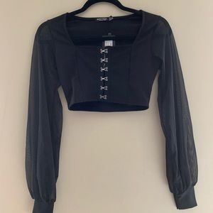 Black Crop Corset Top w Hook and Eye detailing